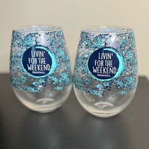 2 HUGE 27 Ounce Margaritaville Turquoise Shell Oversize Stemless Winegla…